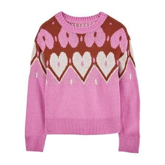 Carter's Big Girls Heart Mohair Like Sweater - Pink Size 4T - Picture 1 of 3